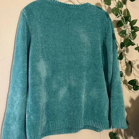 Alfred Dunner Turquoise Floral Knit Sweater - Picture 4 of 4